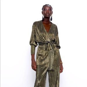 Gold Disco Blazer Zara w/ Belt - Medium NWWT
